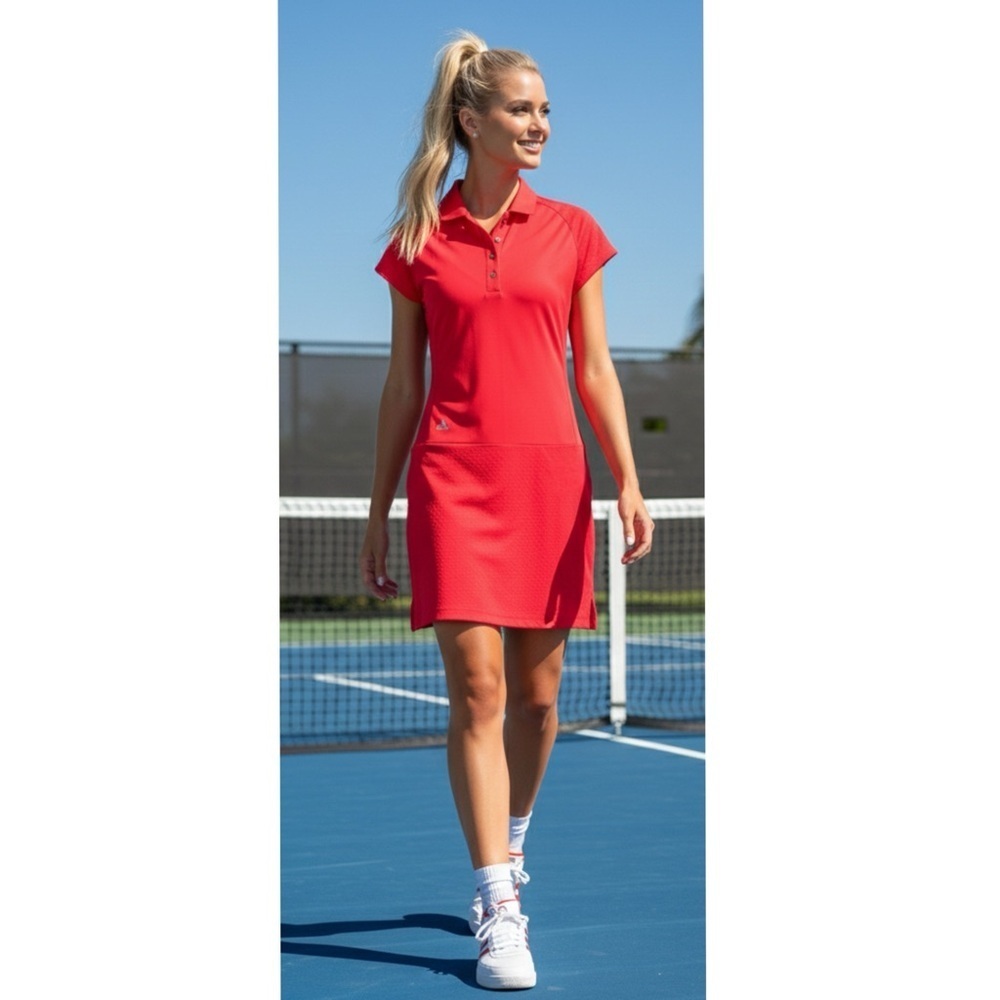 ADIDAS Women’s Tennis Dress Bright Pink Size 6 Mini Short Sleeve Athletic Preppy